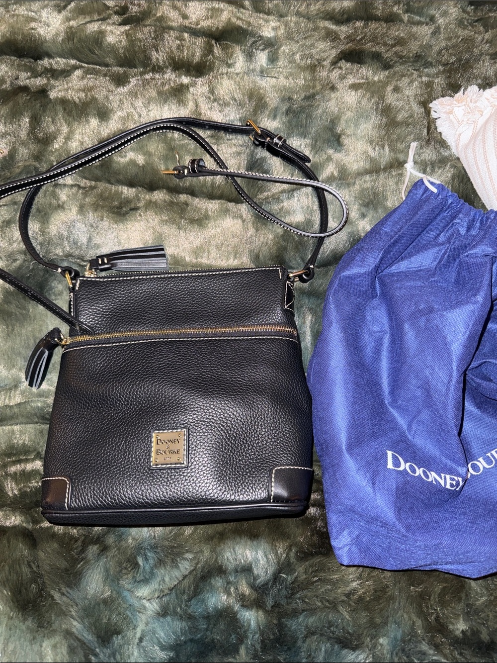 Dooney & Bourke Black Pebble Leather Crossbody with Gold Hardware